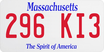 MA license plate 296KI3