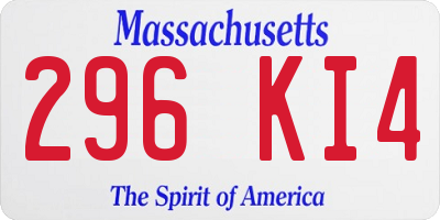 MA license plate 296KI4