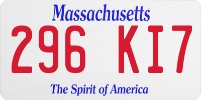 MA license plate 296KI7