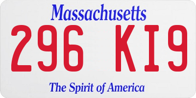 MA license plate 296KI9