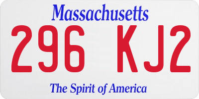 MA license plate 296KJ2