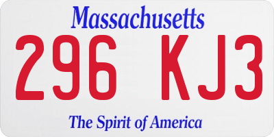 MA license plate 296KJ3