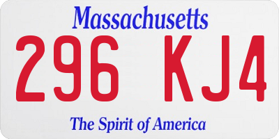 MA license plate 296KJ4