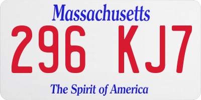 MA license plate 296KJ7