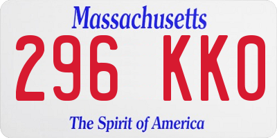 MA license plate 296KK0
