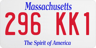 MA license plate 296KK1