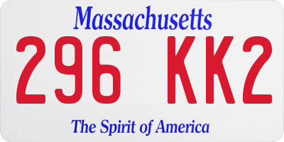 MA license plate 296KK2