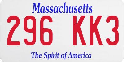 MA license plate 296KK3