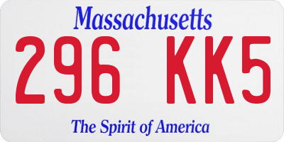 MA license plate 296KK5