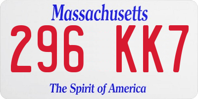 MA license plate 296KK7