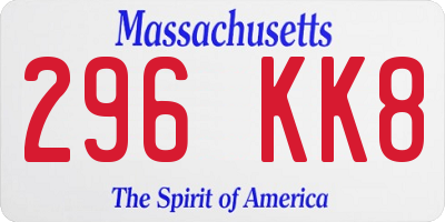 MA license plate 296KK8