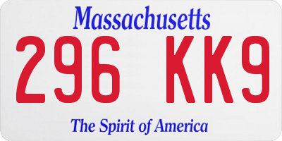 MA license plate 296KK9