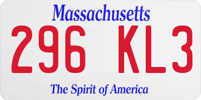 MA license plate 296KL3