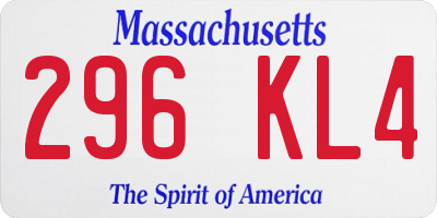 MA license plate 296KL4