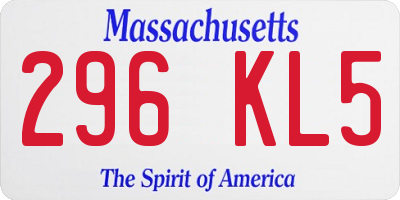 MA license plate 296KL5