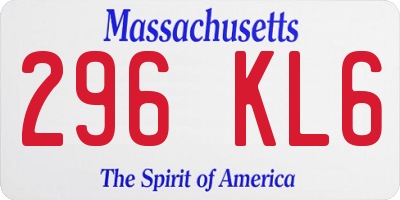 MA license plate 296KL6