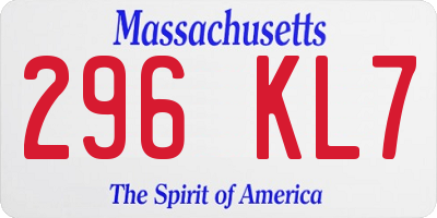 MA license plate 296KL7