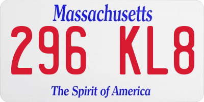 MA license plate 296KL8