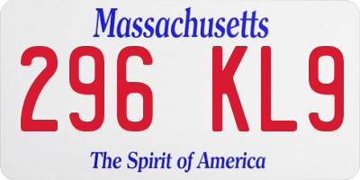 MA license plate 296KL9