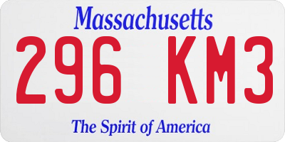 MA license plate 296KM3