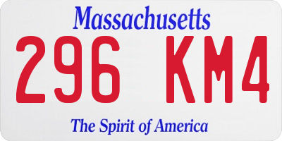 MA license plate 296KM4