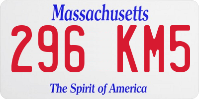 MA license plate 296KM5