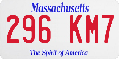 MA license plate 296KM7