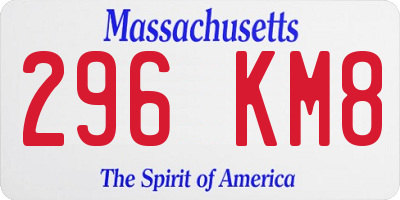 MA license plate 296KM8
