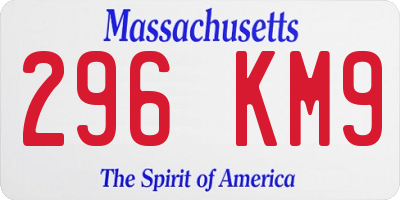 MA license plate 296KM9