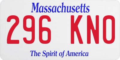 MA license plate 296KN0