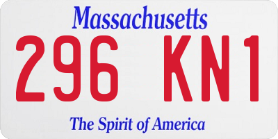 MA license plate 296KN1