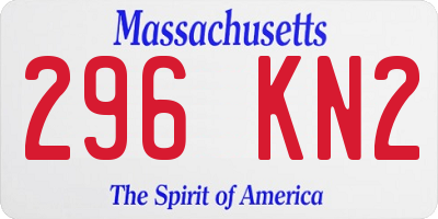 MA license plate 296KN2