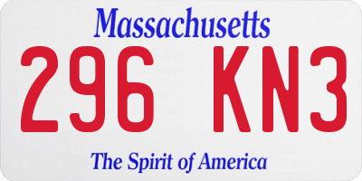 MA license plate 296KN3