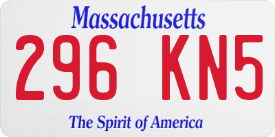 MA license plate 296KN5