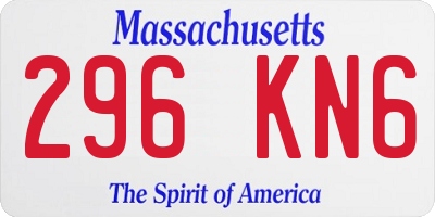 MA license plate 296KN6