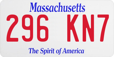 MA license plate 296KN7