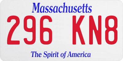 MA license plate 296KN8