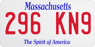 MA license plate 296KN9