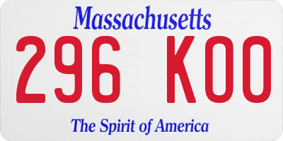 MA license plate 296KO0