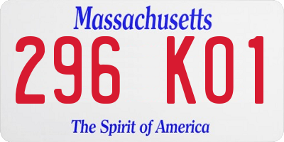 MA license plate 296KO1