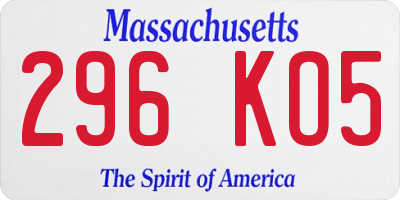 MA license plate 296KO5