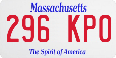 MA license plate 296KP0