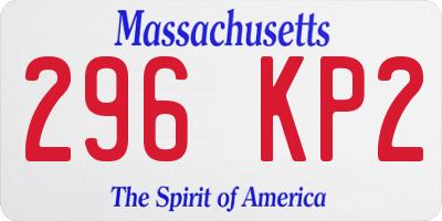 MA license plate 296KP2