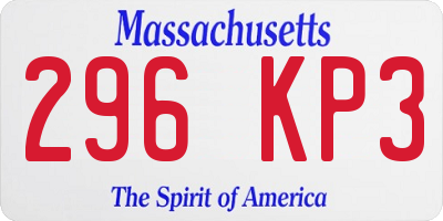 MA license plate 296KP3