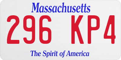 MA license plate 296KP4