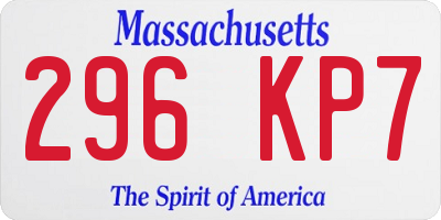 MA license plate 296KP7