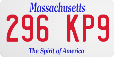 MA license plate 296KP9