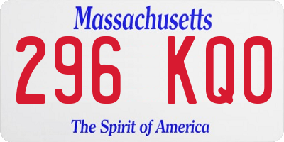MA license plate 296KQ0