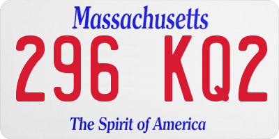 MA license plate 296KQ2