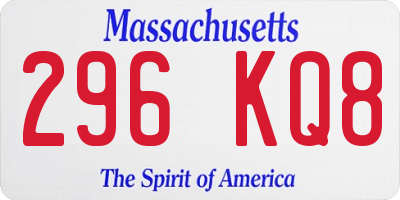 MA license plate 296KQ8